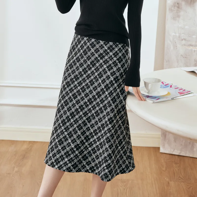 ROEYSHOUSE Casual Long Skirts Women's Plaid-4