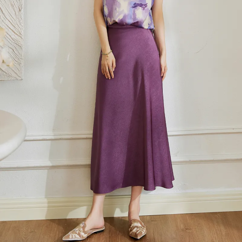 ROEYSHOUSE Casual Long Skirts Women's Dark Purple-3