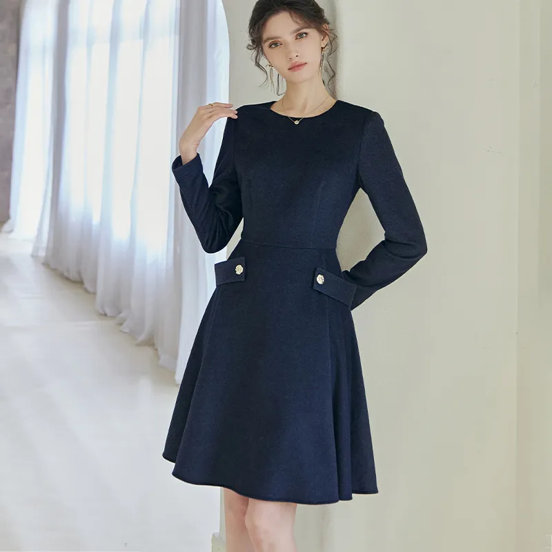 ROEYSHOUSE Long Sleeved Dresses Women's Dark Blue-2
