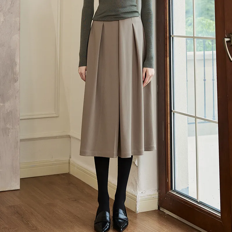 ROEYSHOUSE Casual Long Skirts Women's Apricot Tea Brown-2