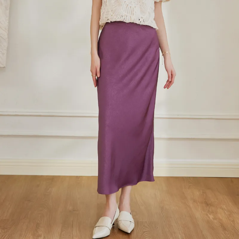ROEYSHOUSE Casual Long Skirts Women's Dark Purple-4