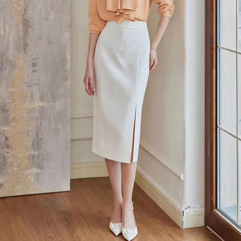 ROEYSHOUSE Casual Long Skirts Women's White-3