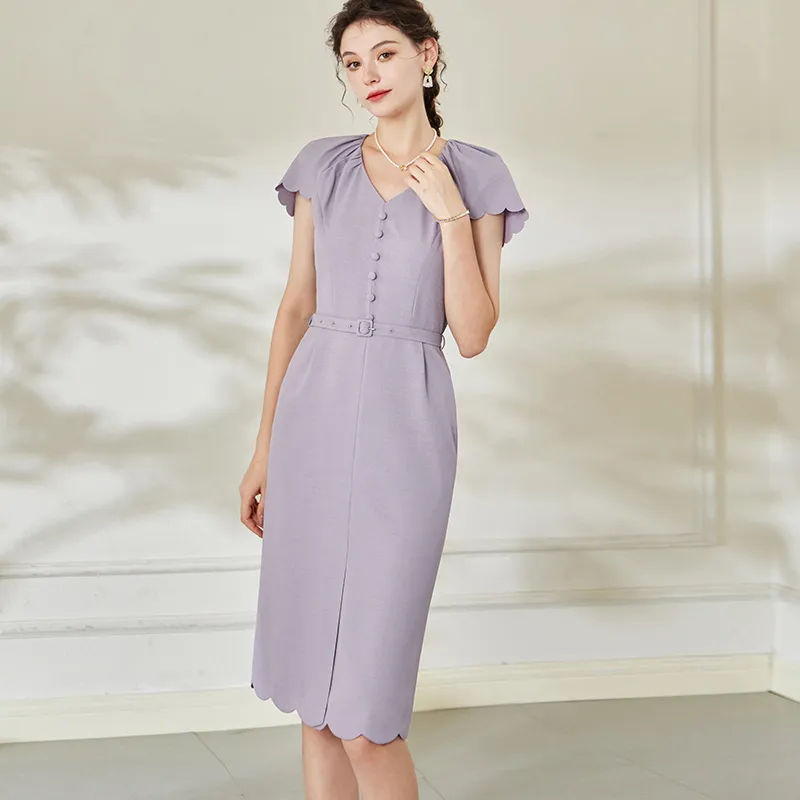ROEYSHOUSE Short Sleeved Dress Women's Taro Purple-2