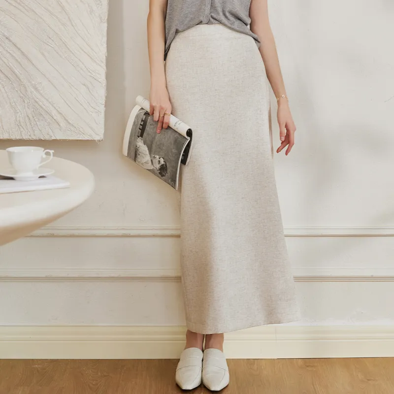 ROEYSHOUSE Casual Long Skirts Women's Ecru-1