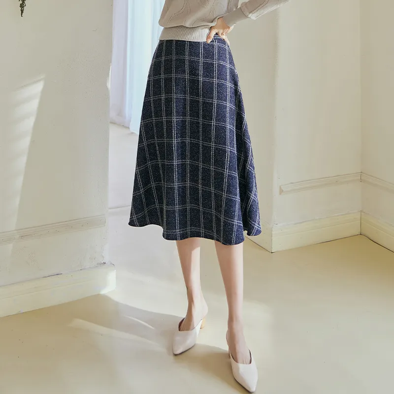 ROEYSHOUSE Casual Long Skirts Women's Plaid-2