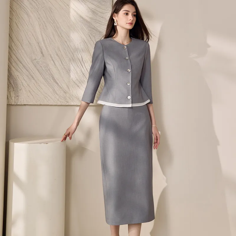 ROEYSHOUSE Skirt Set Women's Light Gray-6