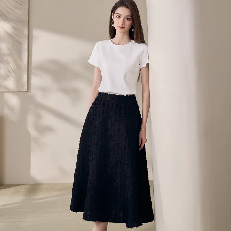 ROEYSHOUSE Casual Long Skirts Women's Black-5