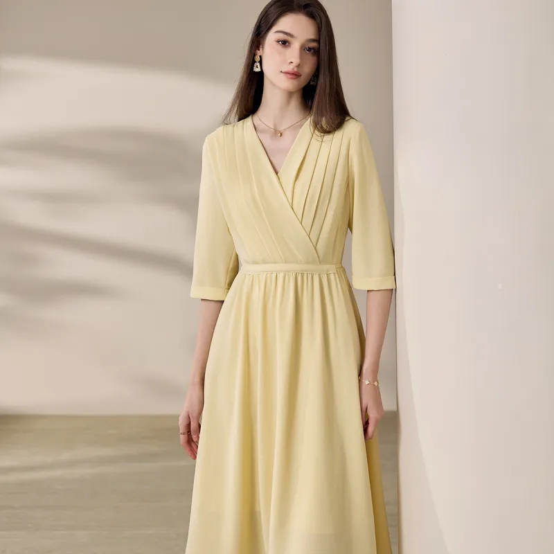 ROEYSHOUSE Long Sleeved Dresses Women's Yellow-5