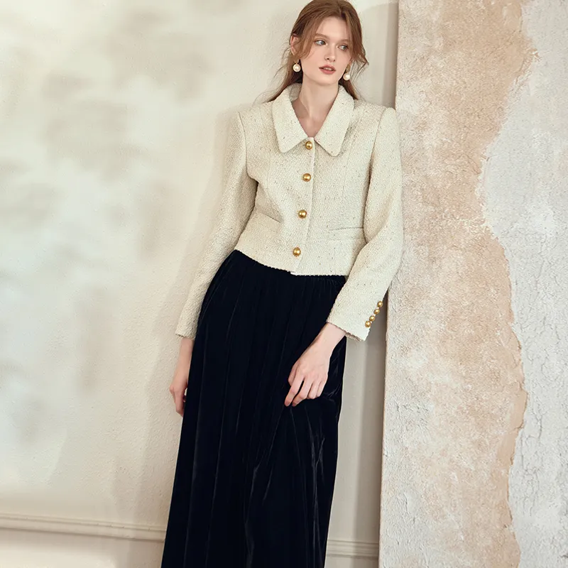 ROEYSHOUSE Cropped Coats Women's Ecru-6