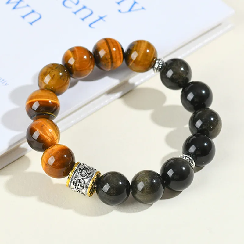 ZHOUBAIFU Tiger's Eye Stone Bracelets Men's-3