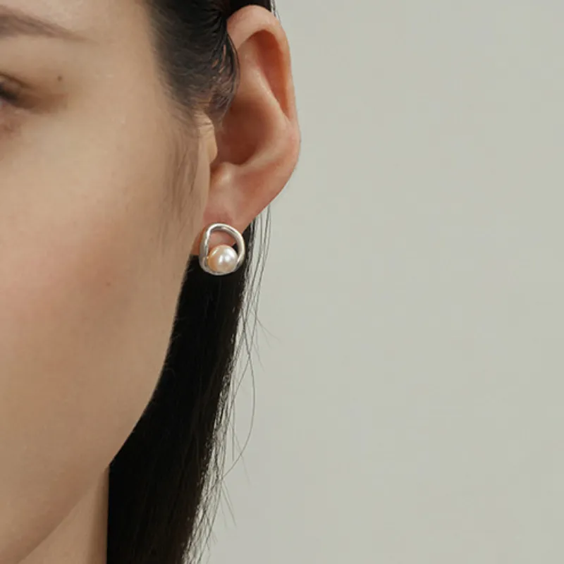 ZHOUBAIFU Freshwater Pearl Stud Earrings Unisex-2