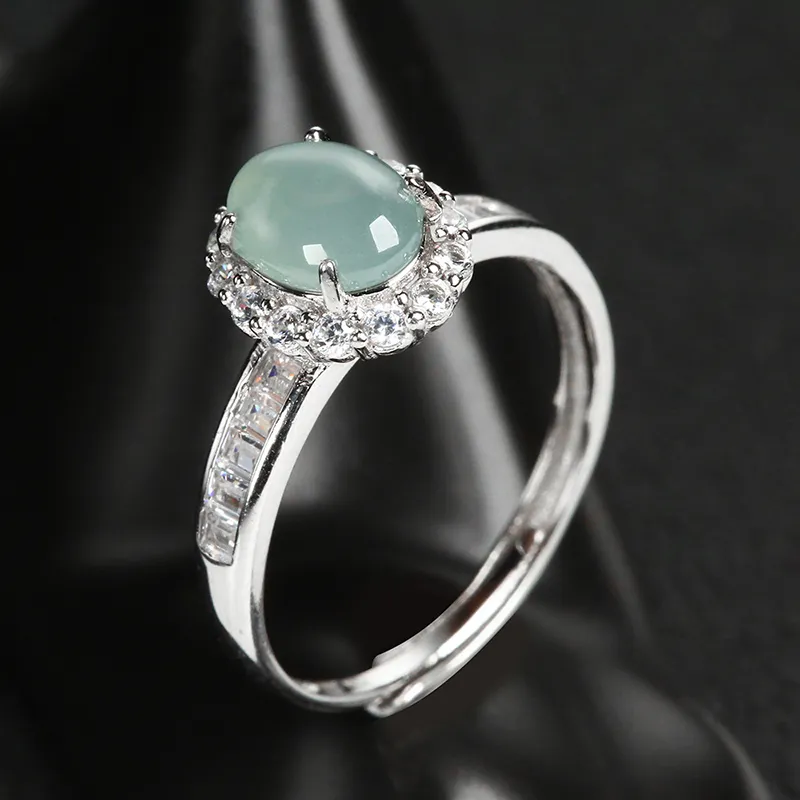 ZHOUBAIFU Ice Type Jadeite Rings Women's-2