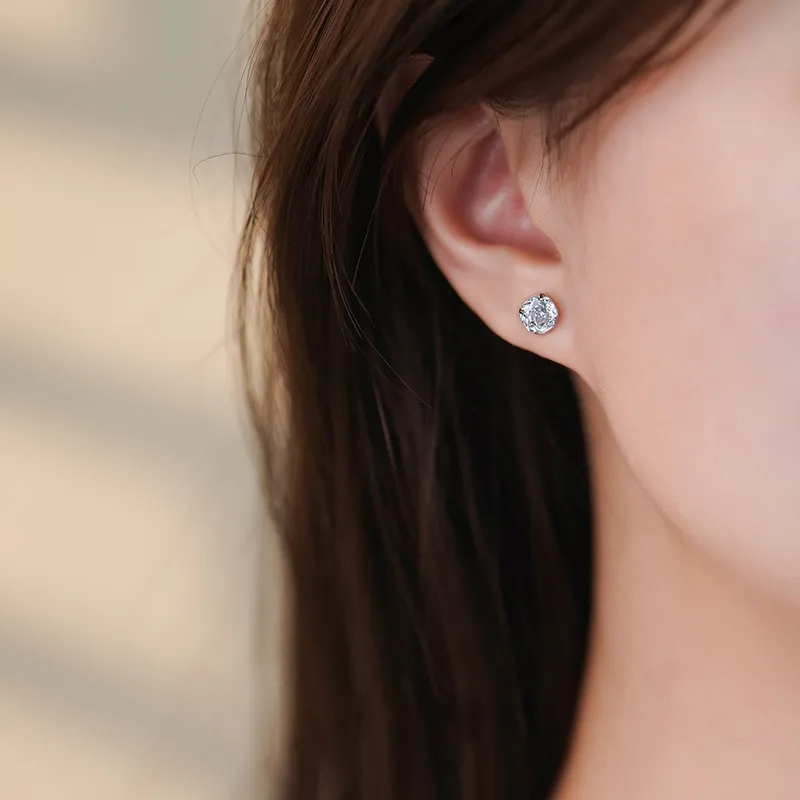 ZHOUBAIFU 999 Fine Silver Stud Earrings Women's-4