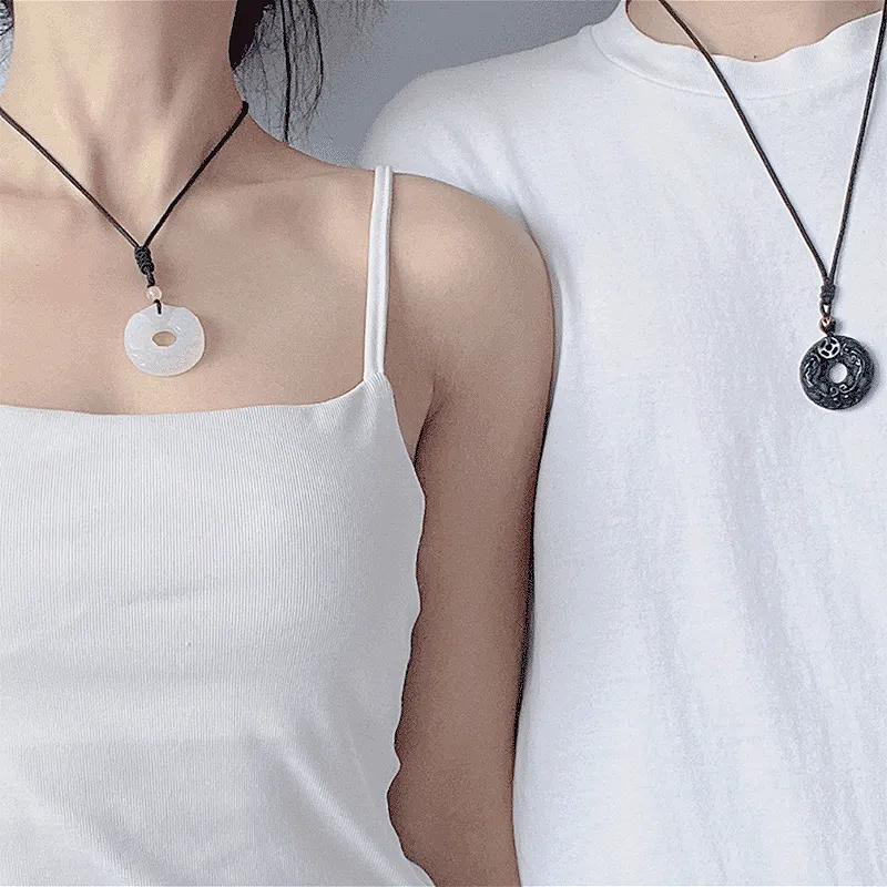 ZHOUBAIFU Obsidian Jade Necklaces Unisex-6