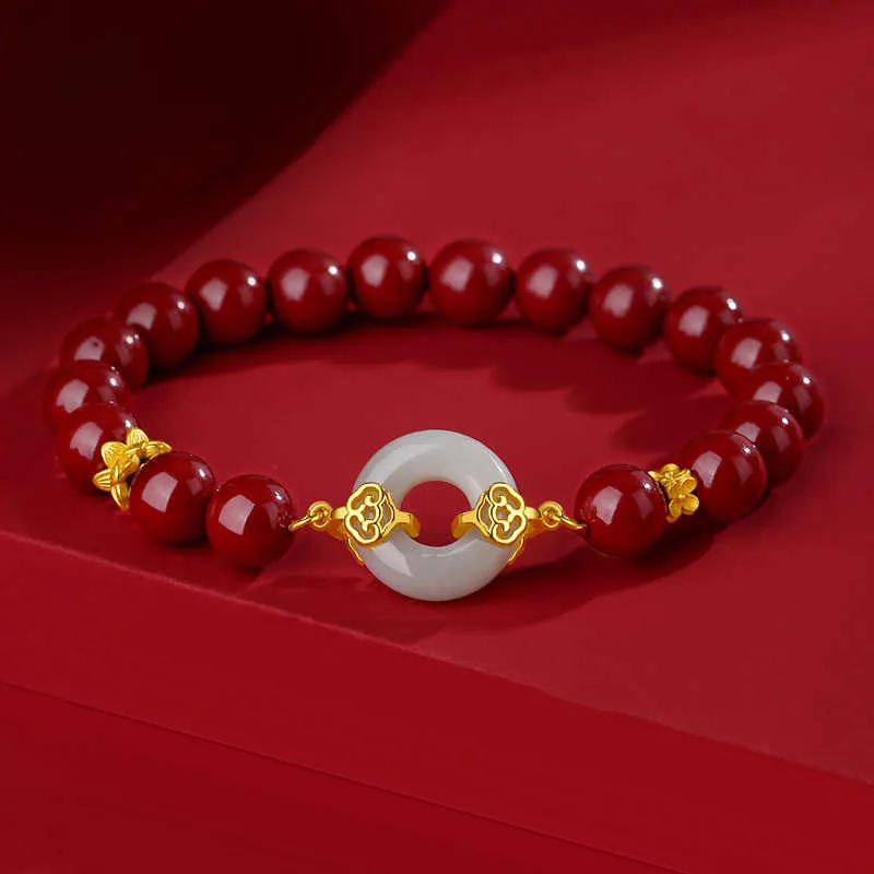 ZHOUBAIFU Reconstructed Cinnabar Bracelets Unisex-1