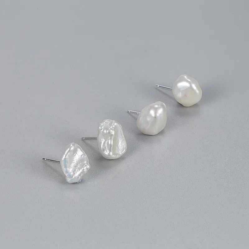 ZHOUBAIFU Pearl Stud Earrings Unisex-2