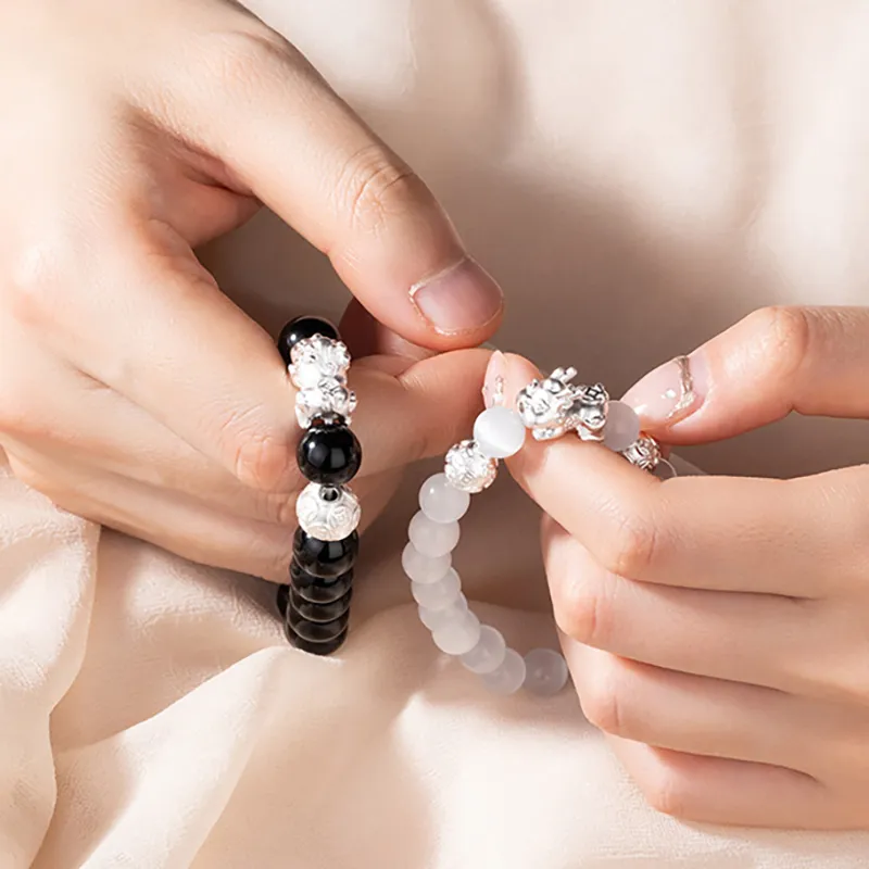 ZHOUBAIFU Obsidian Bracelets Unisex-5