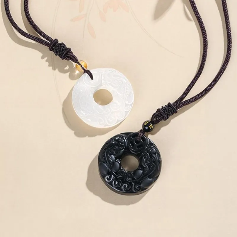 ZHOUBAIFU Obsidian Jade Necklaces Unisex-3