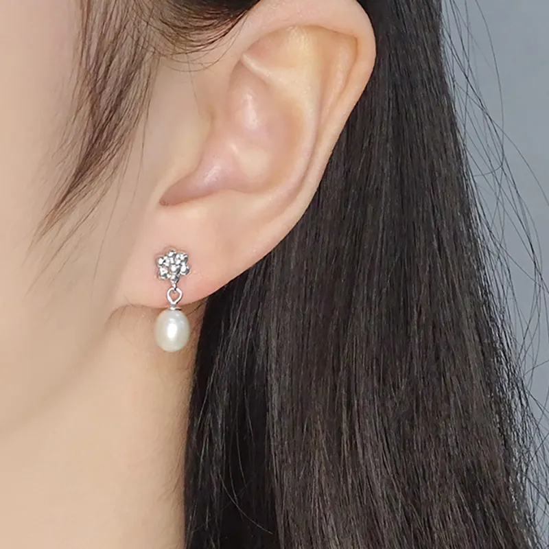 ZHOUBAIFU Pearl Earrings Unisex-5