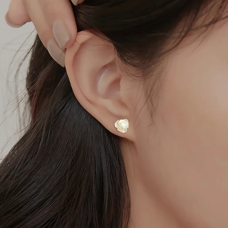 ZHOUBAIFU Freshwater Pearl Stud Earrings Women's-2
