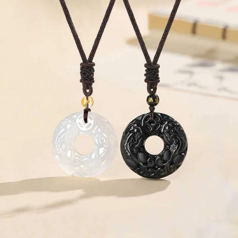 ZHOUBAIFU Obsidian Jade Necklaces Unisex-1