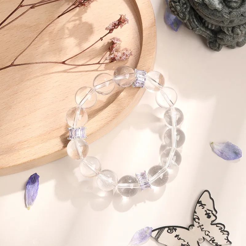 ZHOUBAIFU Natural White Crystal Bracelets Unisex-7