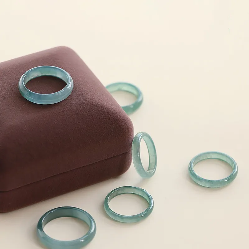 ZHOUBAIFU Bean Type Jadeite Rings Women's-3