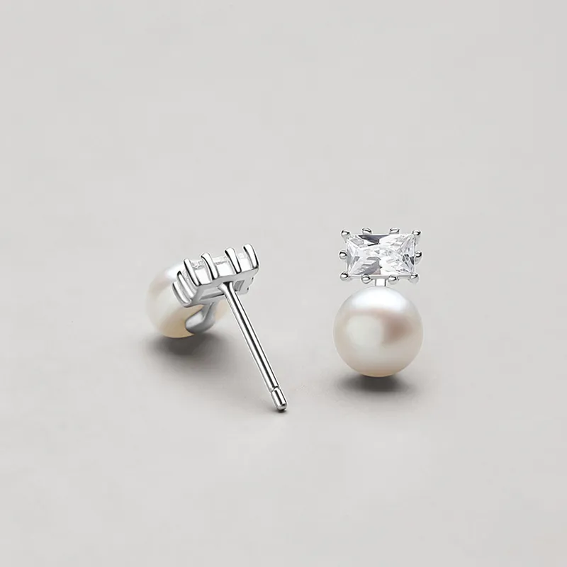 ZHOUBAIFU Pearl Stud Earrings Unisex-1