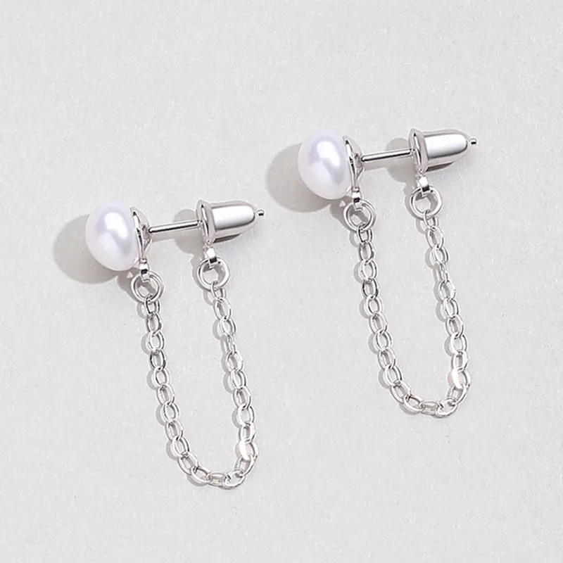 ZHOUBAIFU Pearl Stud Earrings Unisex-1
