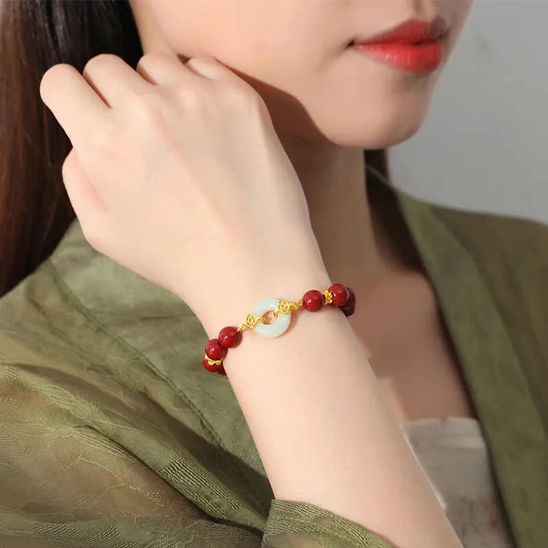 ZHOUBAIFU Reconstructed Cinnabar Bracelets Unisex-3
