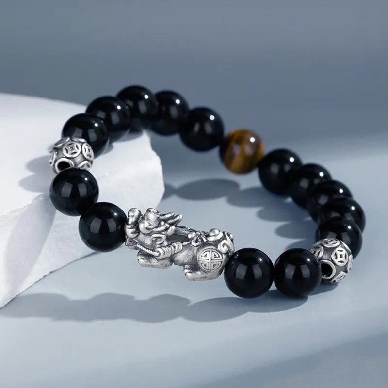 ZHOUBAIFU Obsidian Bracelets Unisex-2