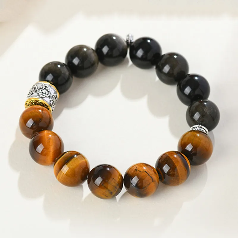 ZHOUBAIFU Tiger's Eye Stone Bracelets Men's-4