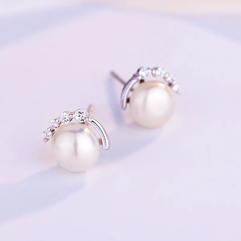 ZHOUBAIFU Pearl Stud Earrings Unisex-2