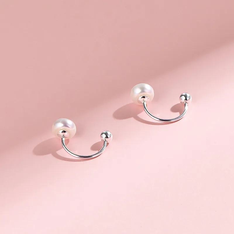 ZHOUBAIFU Pearl Stud Earrings Unisex-2