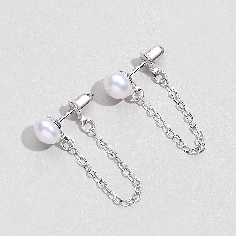 ZHOUBAIFU Pearl Stud Earrings Unisex-2