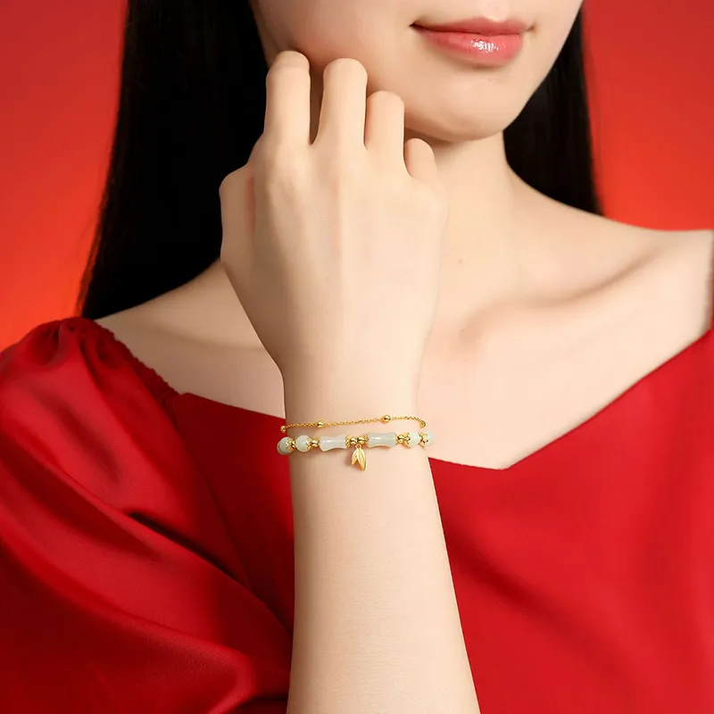 ZHOUBAIFU Hetian Jade Bracelets White Jade Unisex-4