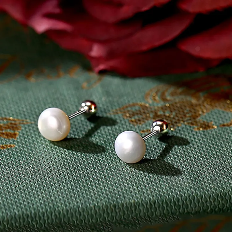 ZHOUBAIFU Pearl Stud Earrings Unisex-1