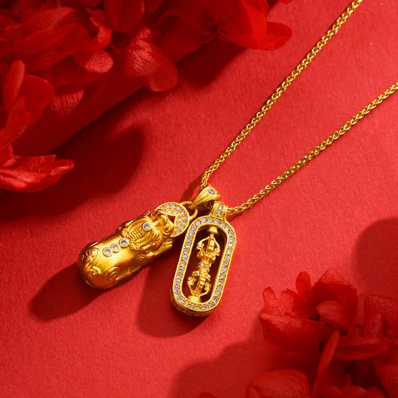 ZHOUBAIFU 990 Silver Necklaces Unisex Gold-3