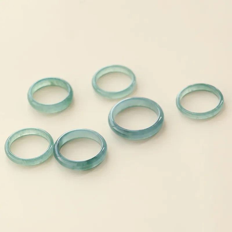 ZHOUBAIFU Bean Type Jadeite Rings Women's-5