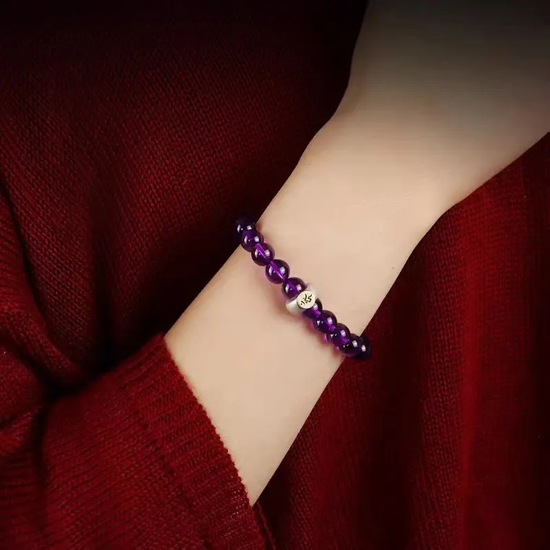 ZHOUBAIFU Natural Amethyst Bracelets Unisex-4