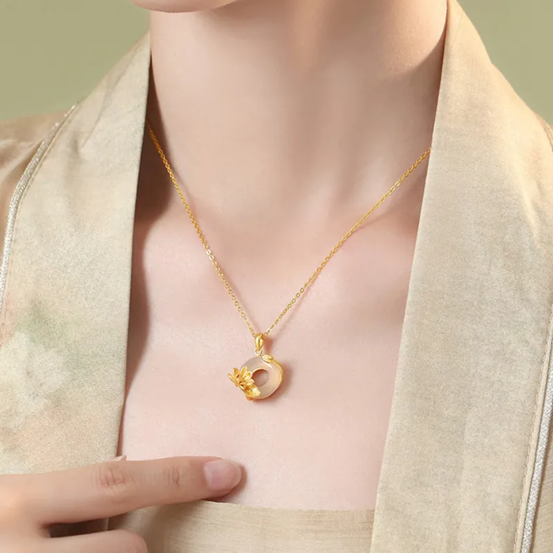 ZHOUBAIFU Chalcedony Jade Necklaces Women's-3