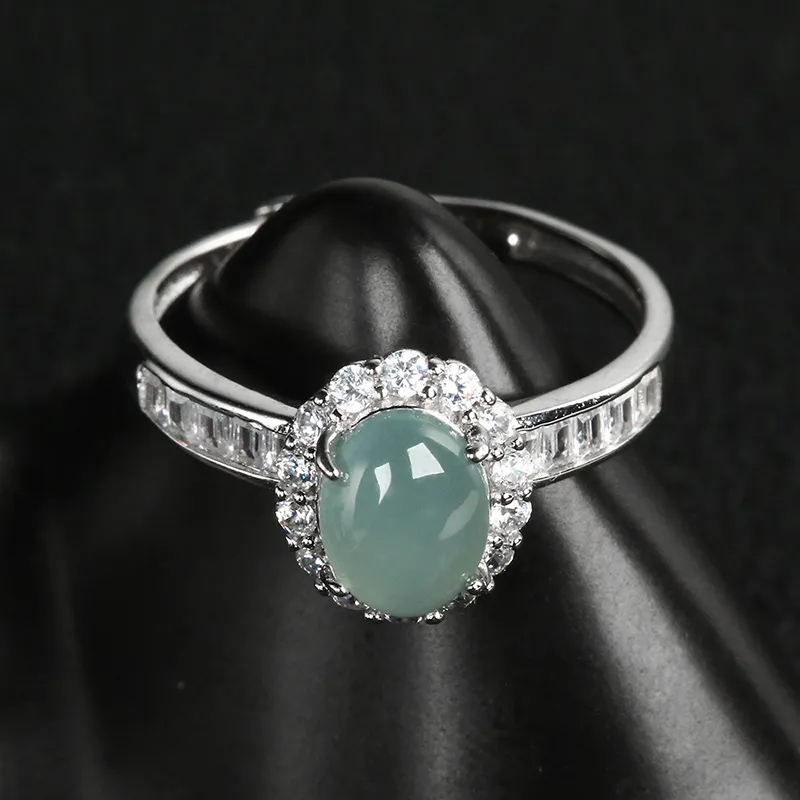 ZHOUBAIFU Ice Type Jadeite Rings Women's-1