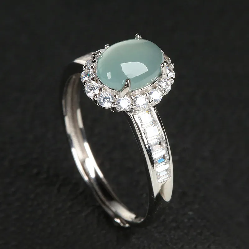 ZHOUBAIFU Ice Type Jadeite Rings Women's-3