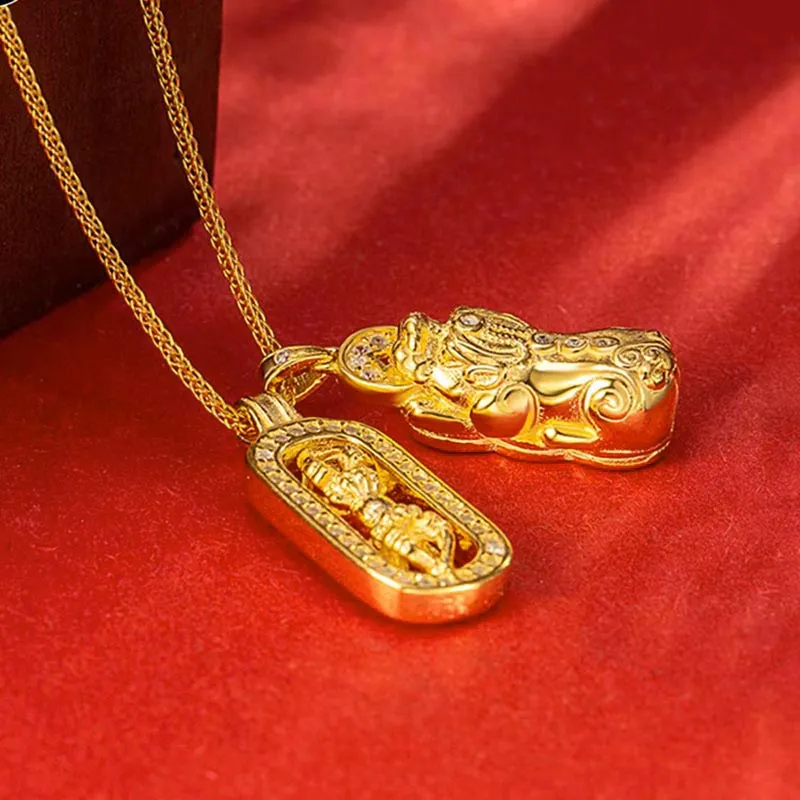 ZHOUBAIFU 990 Silver Necklaces Unisex Gold-6