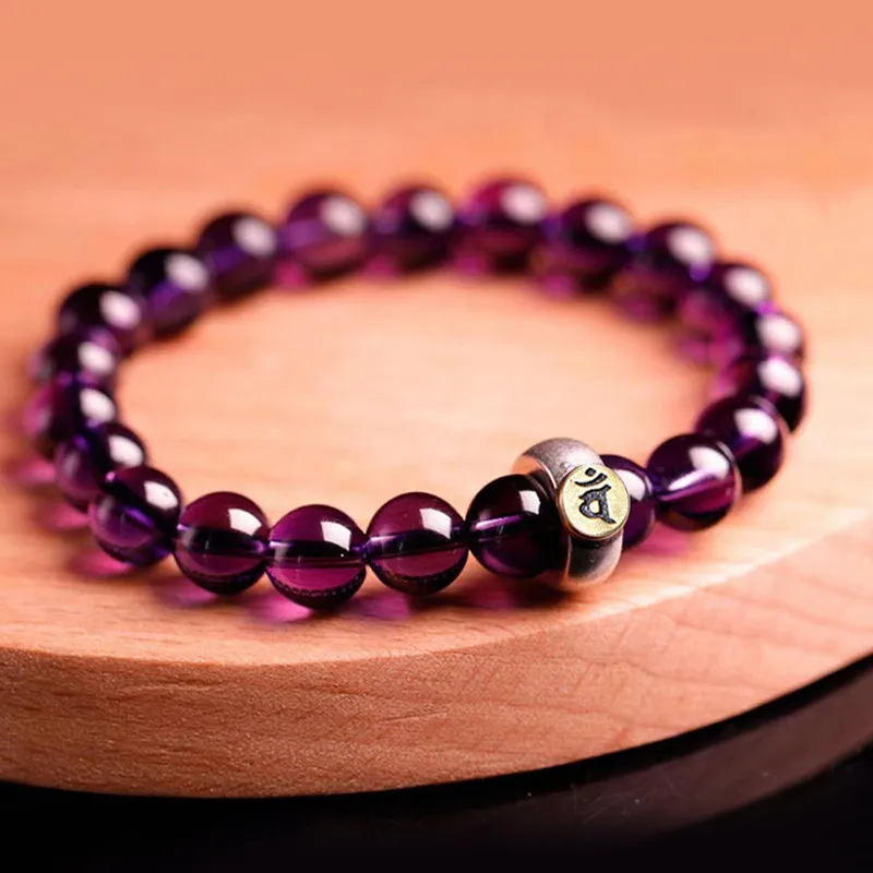 ZHOUBAIFU Natural Amethyst Bracelets Unisex-2