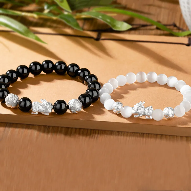 ZHOUBAIFU Obsidian Bracelets Unisex-4