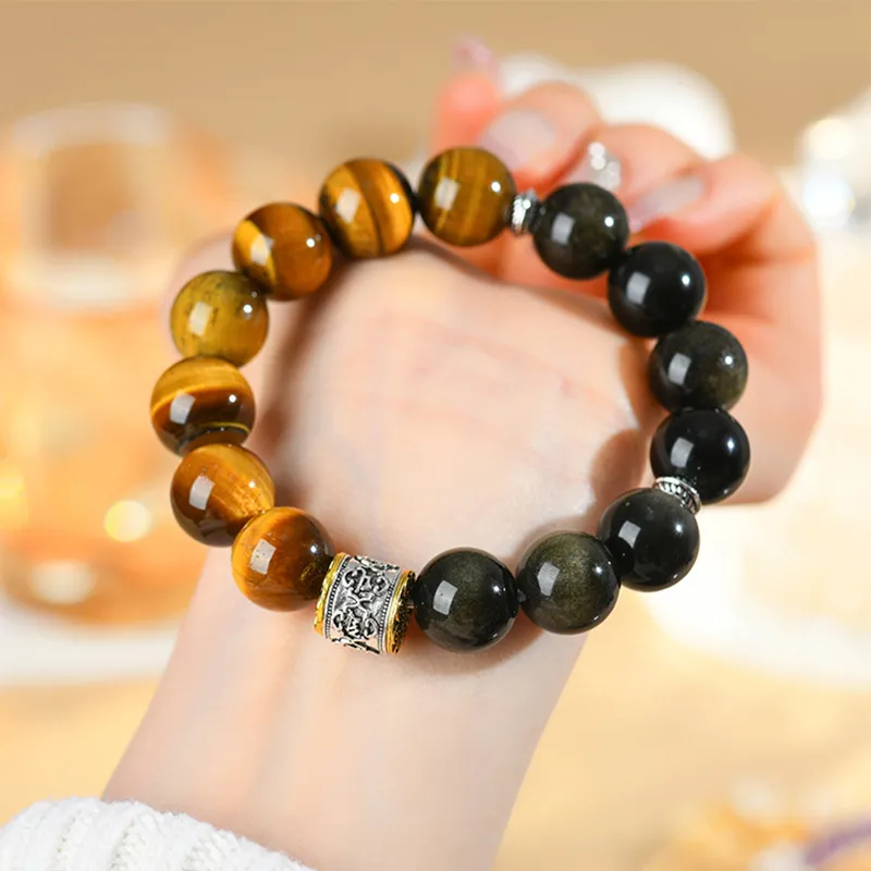 ZHOUBAIFU Tiger's Eye Stone Bracelets Men's-1