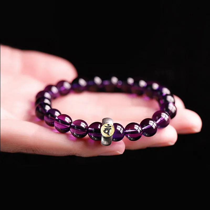 ZHOUBAIFU Natural Amethyst Bracelets Unisex-3