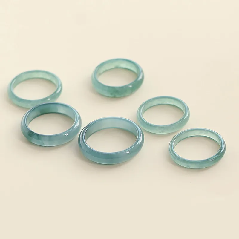 ZHOUBAIFU Bean Type Jadeite Rings Women's-4