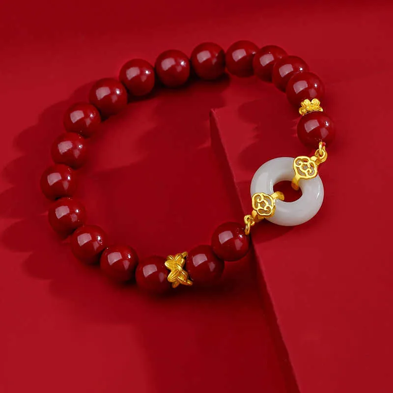 ZHOUBAIFU Reconstructed Cinnabar Bracelets Unisex-2